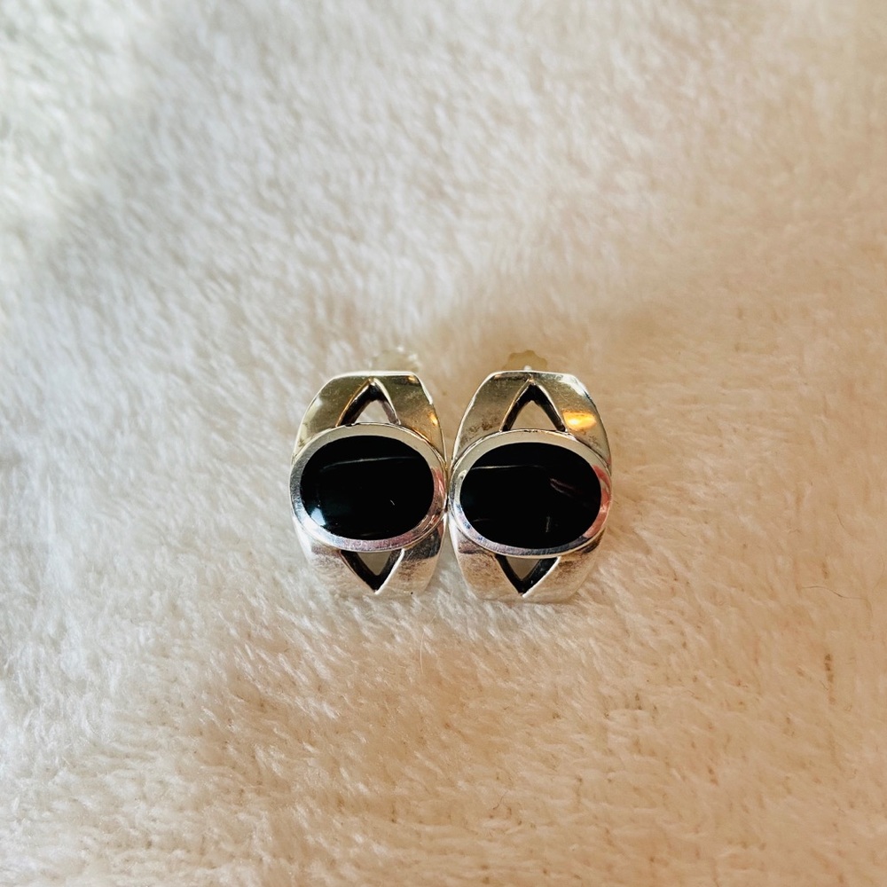 Black Onyx and Sterling Silver Earrings